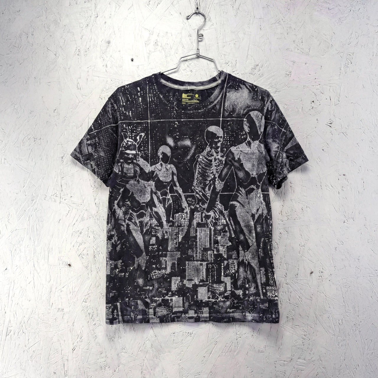 T-shirt peint Robot city - Tailles L->2XL